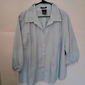 +1🔵George Light Blue Button Down Shirt for Women